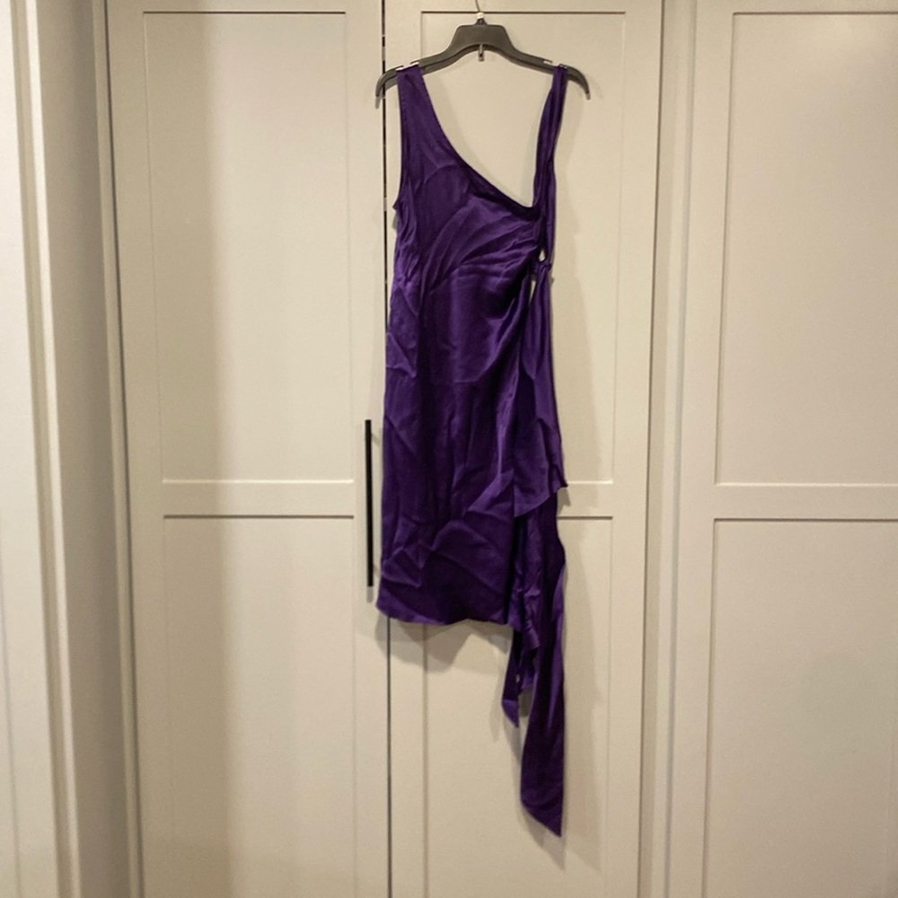 Purple Satin short one tie strap